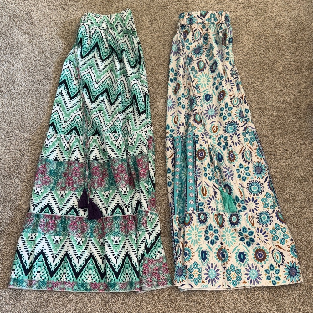 Floral and Chevron Patterned Maxi Skirts Sz L